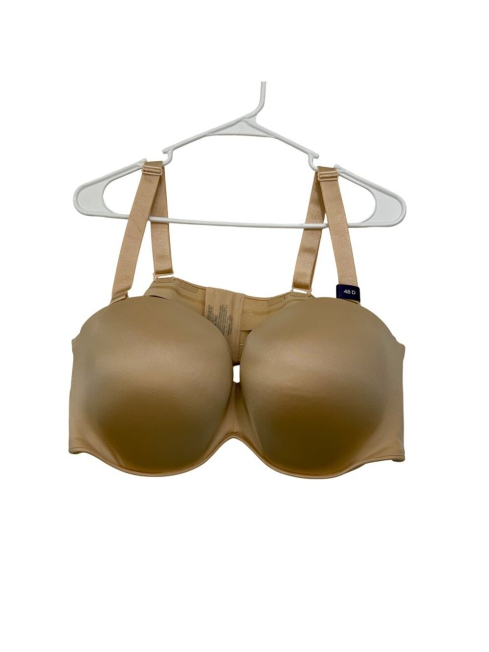 Catherines Intimates Beige Full-Coverage Strapless Bra SZ 48D Convertible Straps